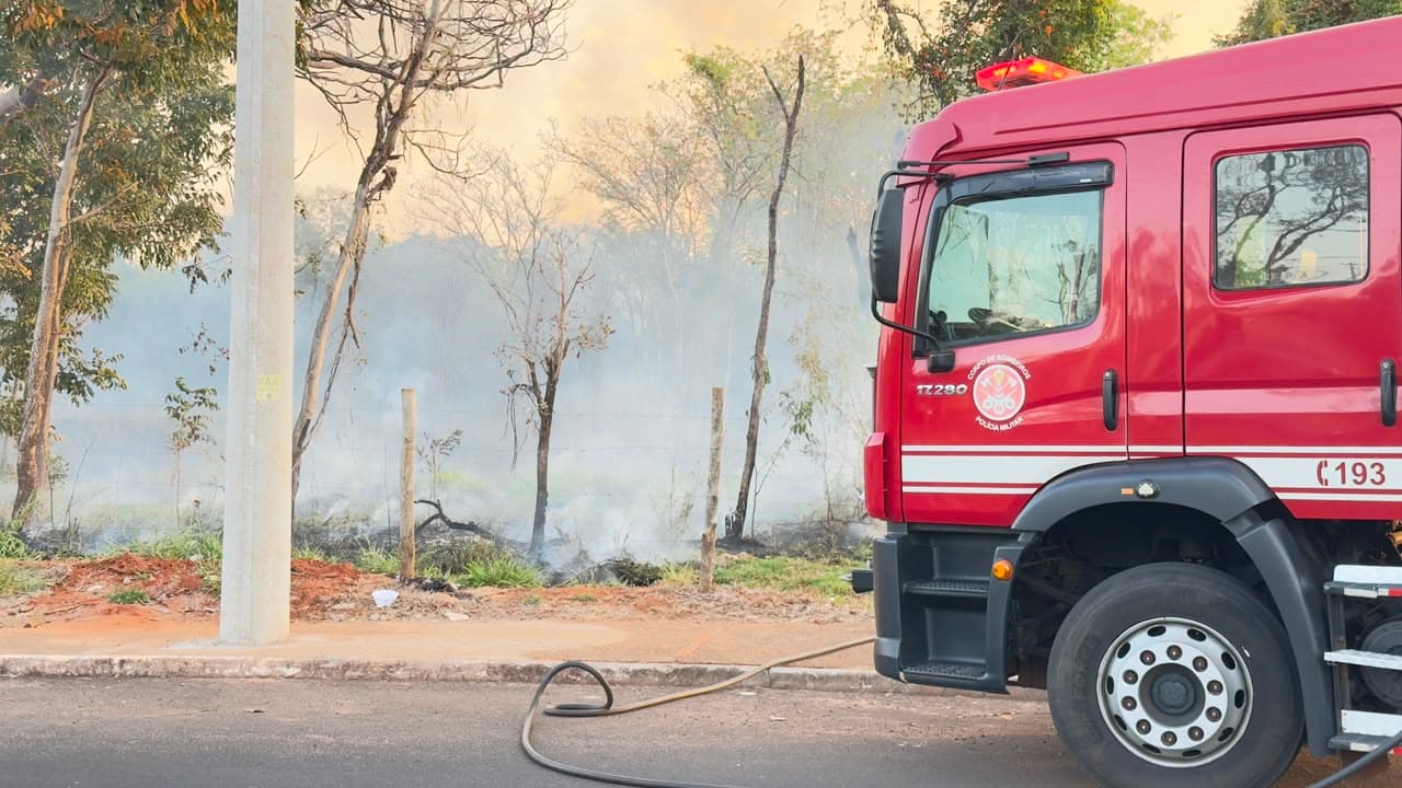 Bombeiros apagam incêndio em mata no Luís Spina