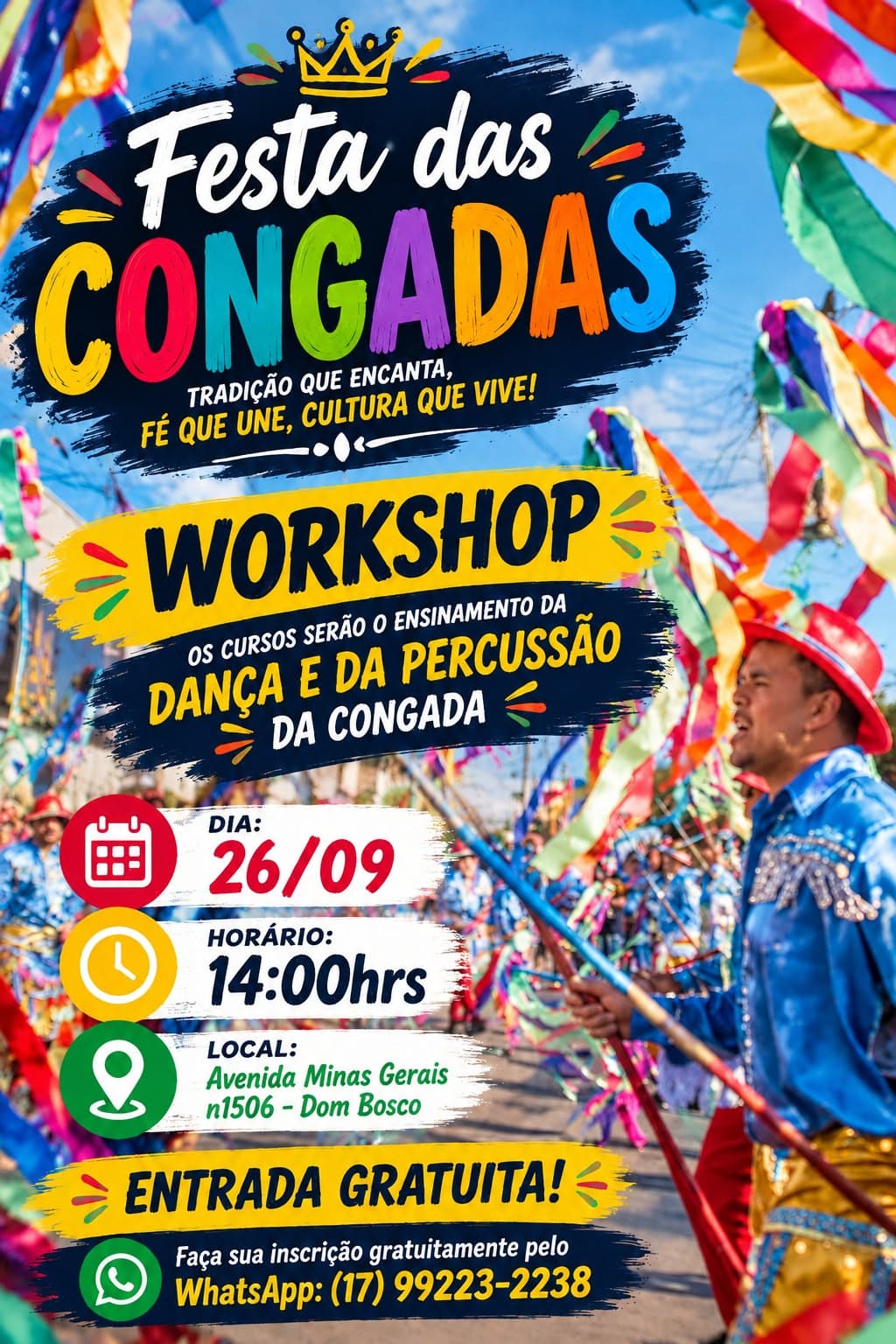 Workshop de Congada será realizado no sábado