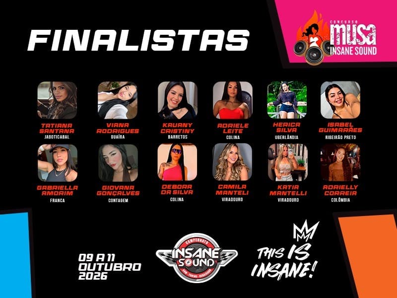 Concurso Musa Insane Sound 2026 apresenta as 12 finalistas